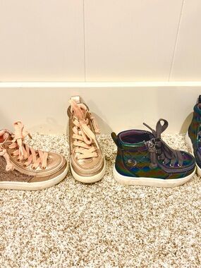 Billy shoes size 6 toddler – 2 pairs (sparkle iridescent + blush pink high tops)